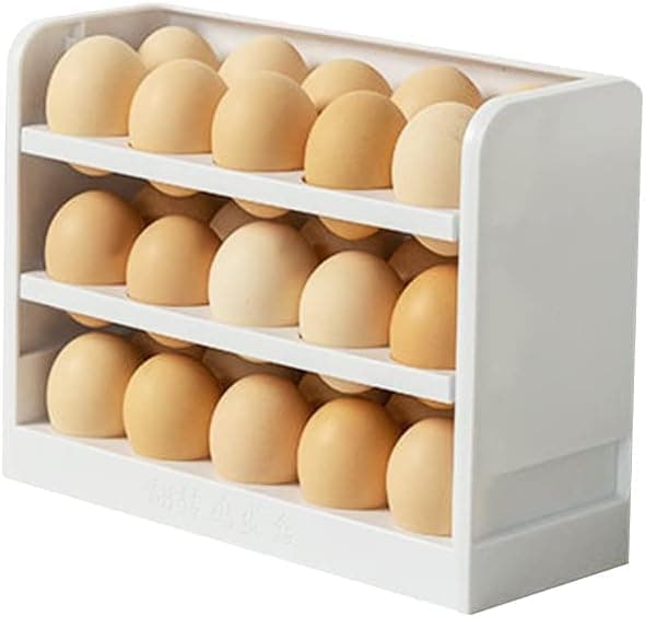 30 Egg Organizer Holder 3-Layer Plastic Tray for Fridge Drawer Space Saver
