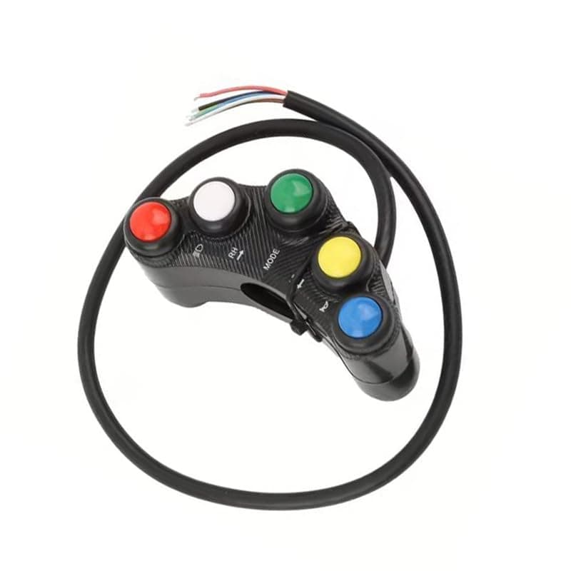 KaberTrade 5 Buttons Motorcycle Handlebar Control Switch Universal Racing Switch On/Off Horn Headlight Switch with Wiring Harness for ATV and Sport Bikes (Code:10217) Auto part