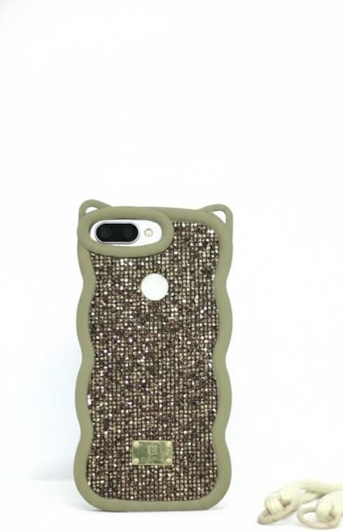 Diamond Glitter Case for (Oppo F9) Bling Glitter Diamond Sparkle Case Crystalline Luxury Curly Wave Glitter Sparkle Cute Case Soft Silicone Shiny Star Fun Aesthetic (Light Brown) Cellular phone case