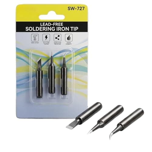 SW-727 Lead-Free Soldering Iron Tip Set 3-Piece Professional Premium Precision Tools With Straight Curved Knife Tip Shape Multilayer Coating Replacement Solder Welding Bit Kit For Electronics Repair