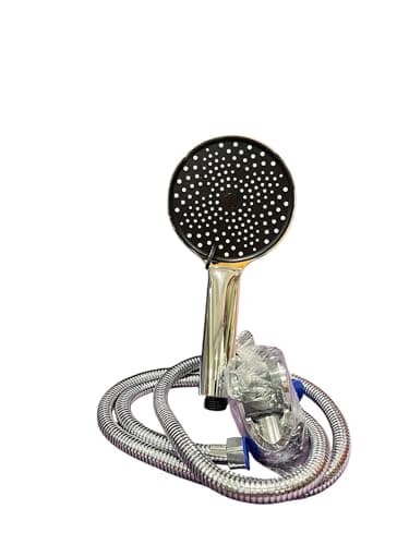 Luxury Handheld Shower Head with Multiple Spray Settings, Chrome Finish, Stainless Steel Hose Showerhead