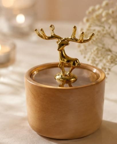 Generic Wooden Serving Dish with Shatter-Resistant Lid Gold Deer Topper, .ar Tray