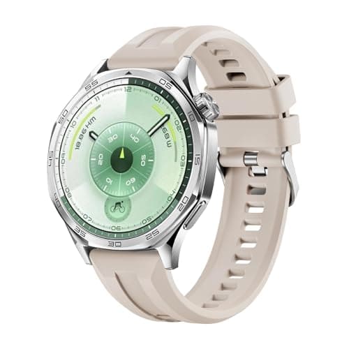 GIOPUEY Compatible with Huawei Watch GT 6 46 mm/GT 6 Pro, Soft Silicone Strap [Wear-Resistant] [Breathable] – Beige Watch band