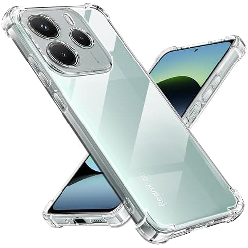 Tentoki Case for Xiaomi Redmi Note 14 5G (Not for 4G), [Built-in Air Cushion] Anti-Yellowing Soft TPU Bumper Protective Case for Redmi Note 14 5G, Transparent Cellular phone case