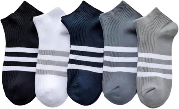 Pack of 6 Pairs Ankle Cotton Short Socks Athletic Design One Size Fits 41-45 (Multicolor)