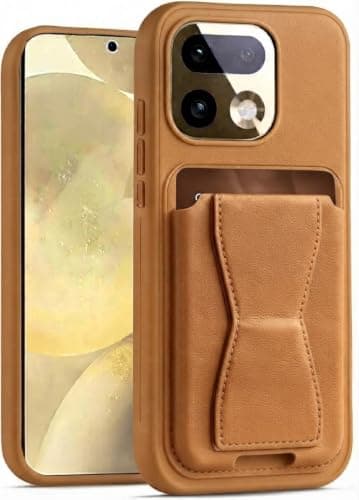 Leather Wallet Case (Compatible with Realme 16 Pro Plus) With TPU Frame, Shockproof Protective Phone Case with Card Holder Stand (Brown) Cellular phone case