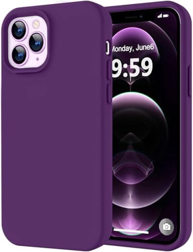 Compatible with iPhone 13 Pro Case, Liquid Silicone Case, Full Body Screen Camera Protective Cover, Shockproof, Slim, Anti-Scratch Soft Microfiber Lining, 6.1 inch (Purple) Cellular phone case