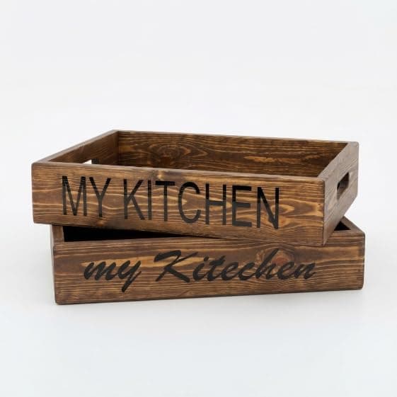 My Kitchen Natural Wooden Tray Organizer 35 x 25 cm, Practical Tray for Organizing Tools and Supplies, Suitable for Serving, Preservation and Home Decor