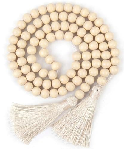 Boho Wooden Bead Garland with Tassels, Handcrafted Decorative Natural Wood Beads for Home Styling, Minimalist Wooden Bead Decor (Random Color) Hanging ornament