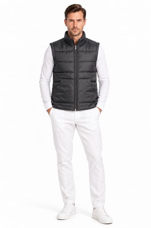 WAHDAN Men's Quilted Puffer Vest, Zip-Up Sleeveless Jacket 49060709