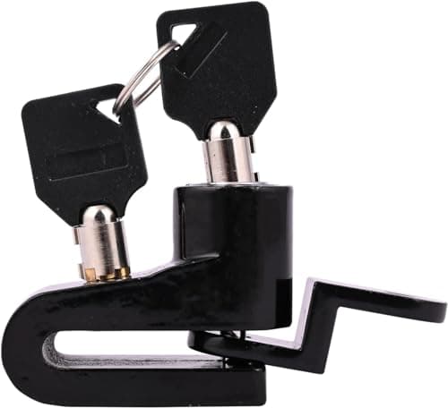 Safety Lock Anti-Theft Protection Small Disc Lock Stainless Steel for Motorcycle, Scooter, Swivel Wheel, Brake Lock and More - Angled Black - By KaberTrade