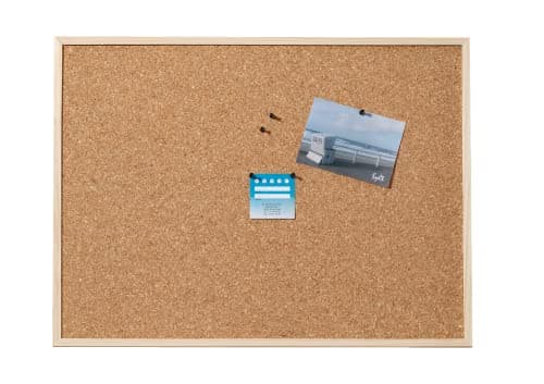 Dahle Cork Notice Board (Wooden Frame, Cork Board 7 mm Thick, Includes 6 Push Pins) 40 x 60 cm Pinboard