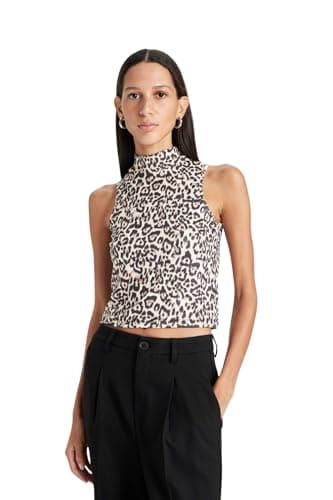 DeFacto Womens Smart Casual Slim Fit Mock Neck Short Sleeve Knitted Athlete Athlete (pack of 1) Shirt