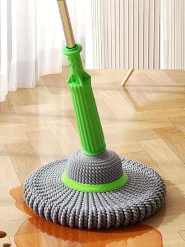 Generic Self-Wringing Mop with Built-In Squeezer, Stainless Steel Handle, Highly Absorbent.