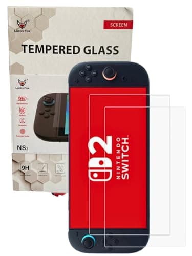 Lucky Fox Tempered Glass Screen Protector Compatible with Nintendo New Switch 2 [7.9''] Model 2025, 9H,HD Clear,Full Coverage,Ultra-Thin 0.25mm,Accessories for Nintendo Switch 2 Console (2Pcs)