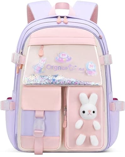 TNTAIAHL Kawaii Bunny Sequin Kids Girls Backpack Elementary Students Book Bag Primary School Bag for Teens