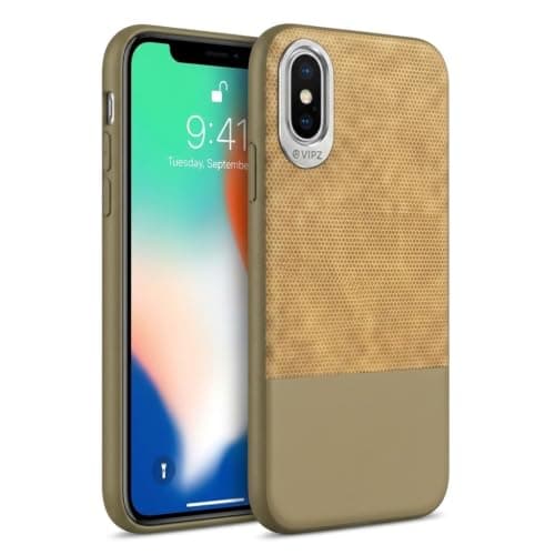 The Fabric Case (Compatible with iPhone XS Max) Features Stylish Leather Texture And Modern Design With Built-In Interactive Rear Camera And Shock-Resistant Leather Edges. (Brown) Cellular phone case