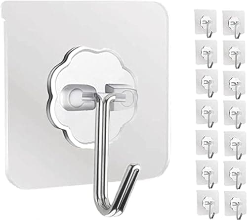 Heavy Duty Adhesive Wall Hooks, Transparent Design Hook System 6 Kg Capacity, Waterproof Material for Wet Areas Kitchen, Bathroom, Office, Indoor and Outdoor Uses (Group of 20 Pieces)