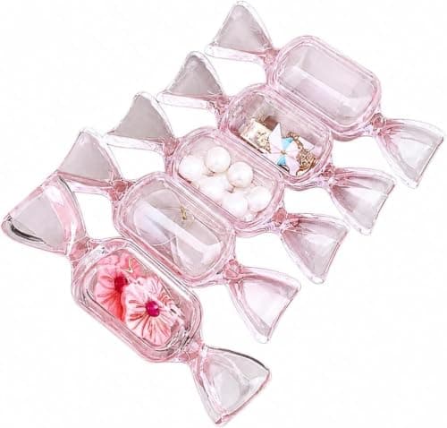 8Pcs Mini Candy Shape Clear Jewelry Organizer Boxes Accessories Case Storage