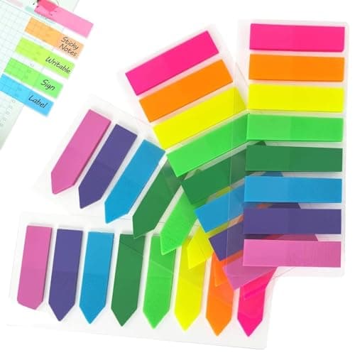 840 Pcs Colored Sticky Notes Flags 10 Color Index Tabs, Index Flag Bright Colors Fluorescent Sticky Page Markers Page Makers, Mini File Tabs Flags Colored Writable Arrow Index Tabs for Bookmarks Self stick note