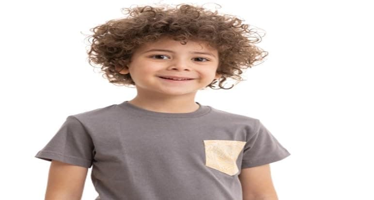 lovely land Boys Gray T-shirt with Colored Pockets Classic