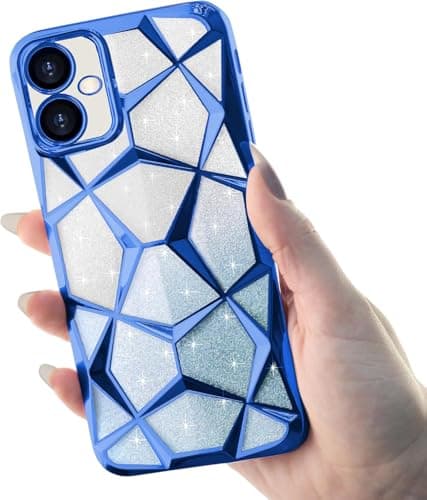 Compatible With (Realme C55) Case Plating Bling Gradient Glitter Clear Cover Soft TPU Silicone Cute Camera Protection Shockproof Back For Women Girls Case. (Blue)