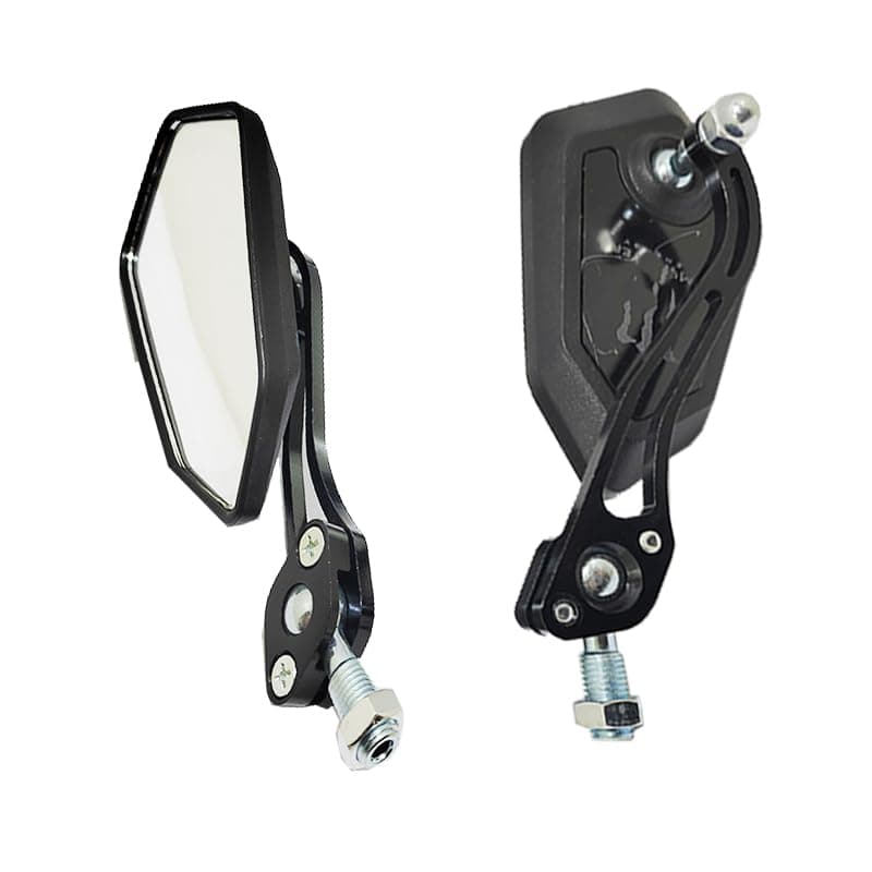 KaberTrade KaberTrade Universal Side Rear View Mirror Kit for Motorcycles and Scooters, 360 Degree Rotation, Shock Proof Body with Aluminum Arm (Black Mirrors, Code:10189) Vehicle mirror