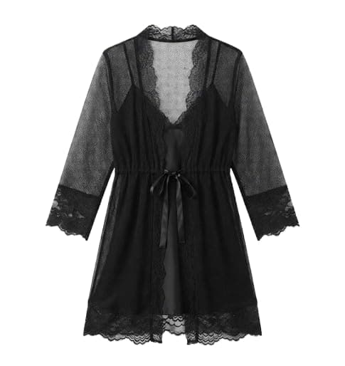 Women's 2 Piece Nightgown – Lace Detail Soft Mesh Spaghetti Straps Nightgown | Comfortable Homewear 7617 Nightgown nightshirt