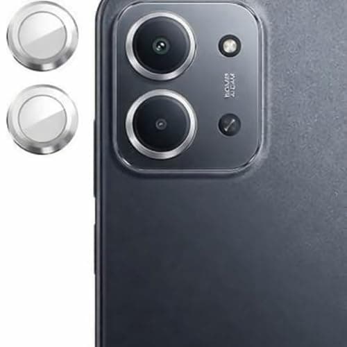 ARROWS Tempered Glass Metal Individual Camera Lens Protector For Redmi 15C, Anti-Scratch, No Bubbles, 9H Hardness, HD Clear, Easy Installation - Silver Screen protector