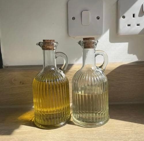 Generic Glass Oil Bottle with Cork Stopper, Ridged Design, Large Size, 1 Pack .A2