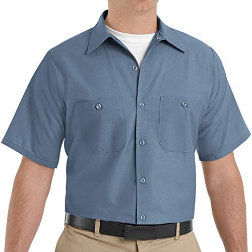Red Kap Men's Industrial Work Shirt, Short Sleeve Utility Button, Postman Blue, 4XL