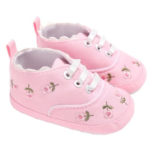 Mix&Max baby-girls Synthetic Fibers Embroidered Flowers Sneakers Sneaker Shoes