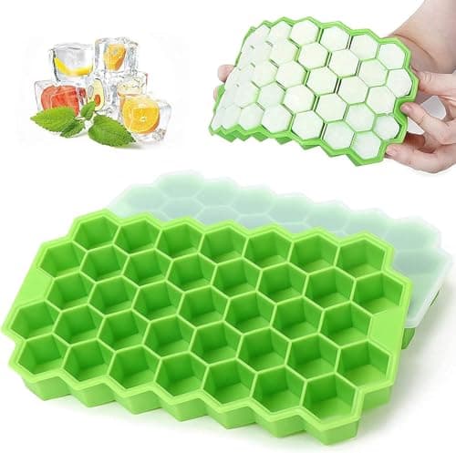 36 Slot Honeycomb Silicone Ice Cube Tray with Transparent Removable Lid Multi Purpose Mold for Ice Jelly Chocolate Microwave and Freezer Safe