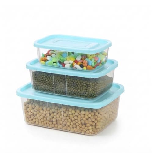 Refrigerator Container Set of 6 Different Sizes and Airtight Silicone Lids - Keep Food Inside Refrigerator - AM Food storage container