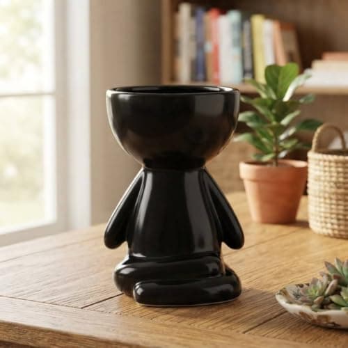Square Human Character Ceramic Plant Pot Small Succulent Planter Decor