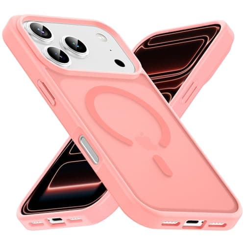 Crsrcase Compatible for iPhone 17/18 Pro Max Case Magnetic, Compatible with Magsafe, Shockproof Military-Grade Protection, Translucent Matte Anti-Scratch Phone Case (Pink) Cellular phone case