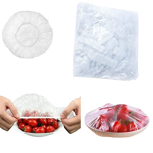 AWAVM 100 Pieces Retractable Fresh-Keeping Bags, Fresh-Keeping Refrigerator PE Kitchen Storage Bags for Leftovers, Fruits, Meat, Dust Cover (100 Count) Food storage bag