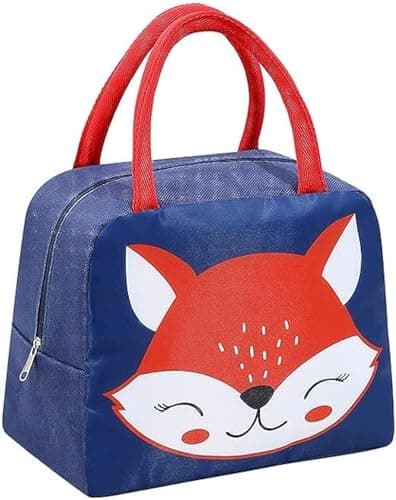 Wonka Kids Lunch Bag,Insulated Lunch Bag,Kids Lunch Bag,Portable Bag,Cartoon Insulated Lunch Bag,Large Capacity Lunch Bag,Cute Lunch Bag,Waterproof for Kids (Fox(Navy)) Meal holder