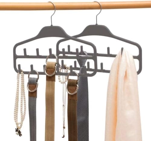 11-Hook Plastic Belt and Tie Hanger Organizer for Closet Accessories
