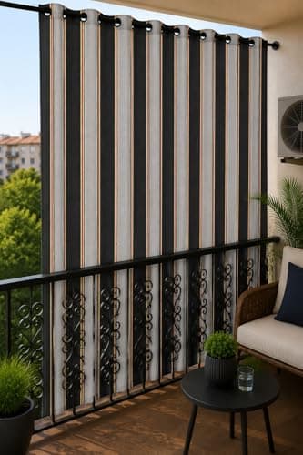 Ghamam - Elegant Balcony Curtain,1pic 150x250CM,BLK1-7