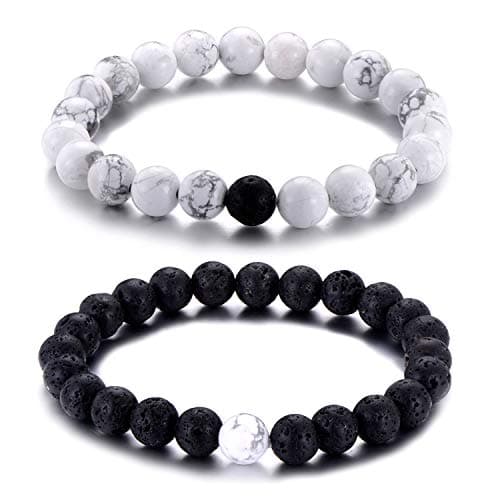 Softones 8MM Lava Rock Beads Bracelet for Men Women,Friendship Couples Gifts Natural Stone Bracelets, 8 inches, Stone, Lava Stone