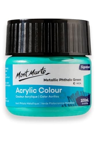 Monte Marte MSCH1105 Acrylic Colour Paint 100 ml, Metallic Phthalo Green