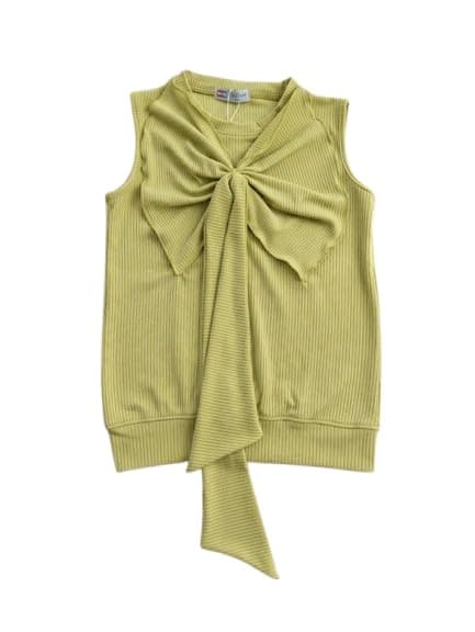 Billion Girls Large Bow Ribbed Sleeveless Tank Top – Summer Fashion Blouse SG26-648 Shirt
