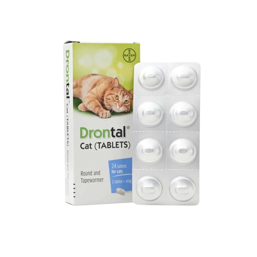 Cat Wormer Tablets for Broad Spectrum Deworming & Internal Parasite Treatment Control, Easy Swallow Pills for Adult Cats & Kittens Dewormer Medication