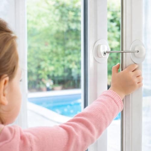 Strong Multi Function Door Lock With Keys No Drilling Adhesive Security Lock For Windows Cabinets Drawers Strong Hold Easy Install White Color