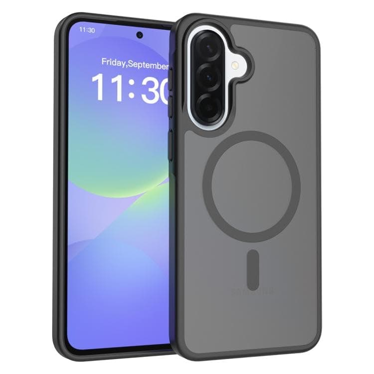 Matte Phone Case (Compatible With Samsung A36 / Samsung A56) Shockproof Luxury Back Cover Featuring Fingerprint Resistant Transparent Back Made Of Hybrid TPU and Polycarbonate Material (Black) Cellular phone case