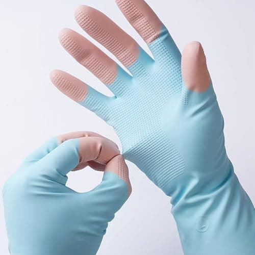 Generic Silicone Dishwashing Gloves, Blue and Pink, Non-Slip Grip, Hand Protection from Detergents, 2 Piece, .db Protective glove