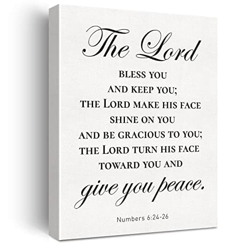 JerLoe Christian Canvas Wall Art Motivational the Lord Bless You and Keep You Canvas Print Positive Scripture Bible Verse Painting Home Wall Decor Framed Nursery Gift 12x15 Inch
