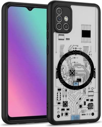 Compatible with Samsung Galaxy M51 Electronic Clear Fashion Hard Case Cover gives your phone strong protection and a unique look, Scratch-proof and shockproof, durable material (Black) Cellular phone case