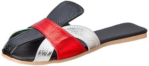 OX womens OX-W-Black/Silver Slipper Sandal
